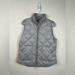 J Crew Diamond Quilted Down Puffer Vest Women Medium Gray Excellent Zip Up C9245